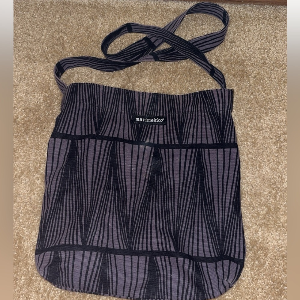 Marimekko gray and black canvas tote